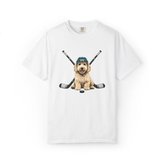 Ice Hounds Golden Doodle (Teal Helmet) Hockey Tee