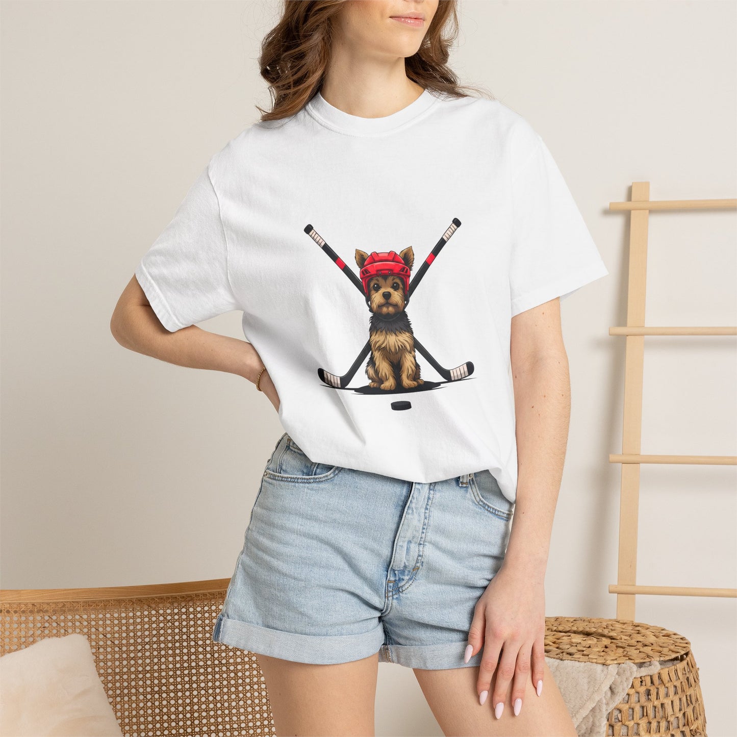 Ice Hounds Yorkshire Terrier (Red Helmet) Hockey Tee