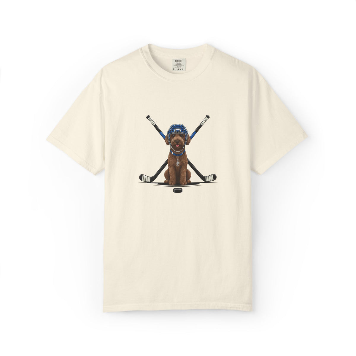 Ice Hounds Australian Labradoodle (Blue Helmet) Hockey Tee