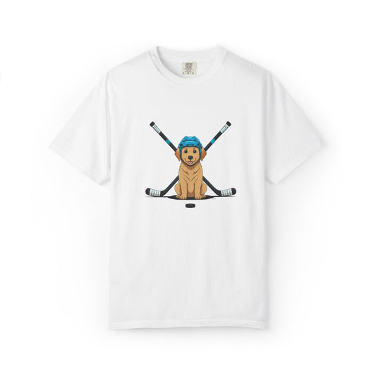 Ice Hounds Golden Retriever (Teal Helmet) Hockey Tee