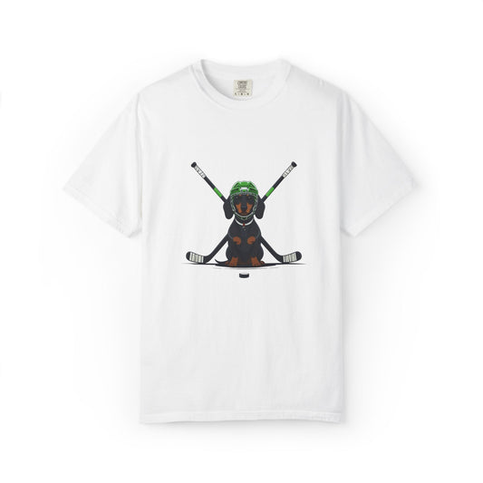 Ice Hounds Dachshund (Green Helmet) Hockey Tee