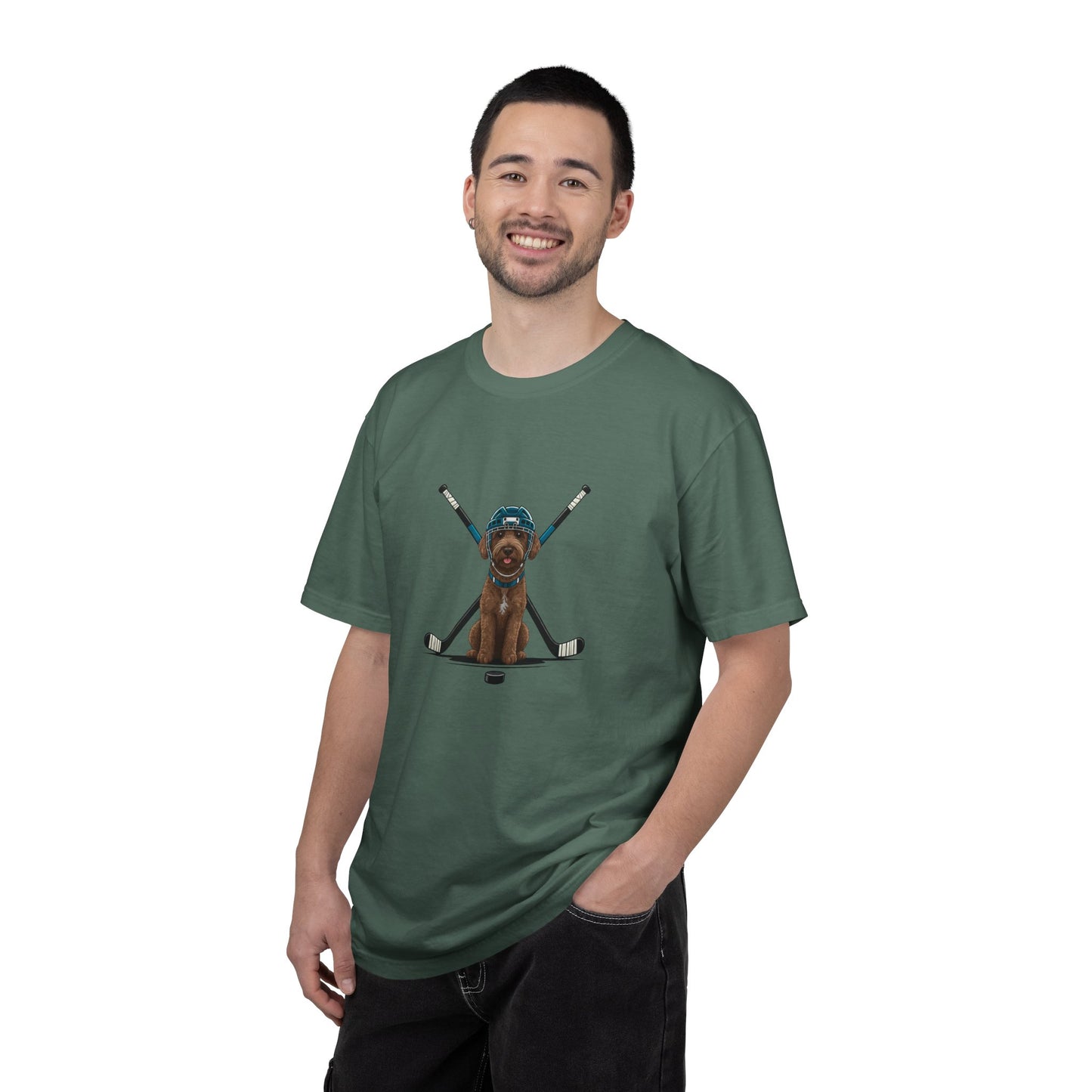 Ice Hounds Australian Labradoodle (Teal Helmet) Hockey Tee