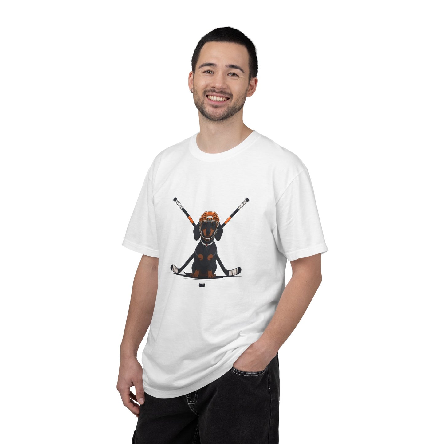 Ice Hounds Dachshund (Orange Helmet) Hockey Tee