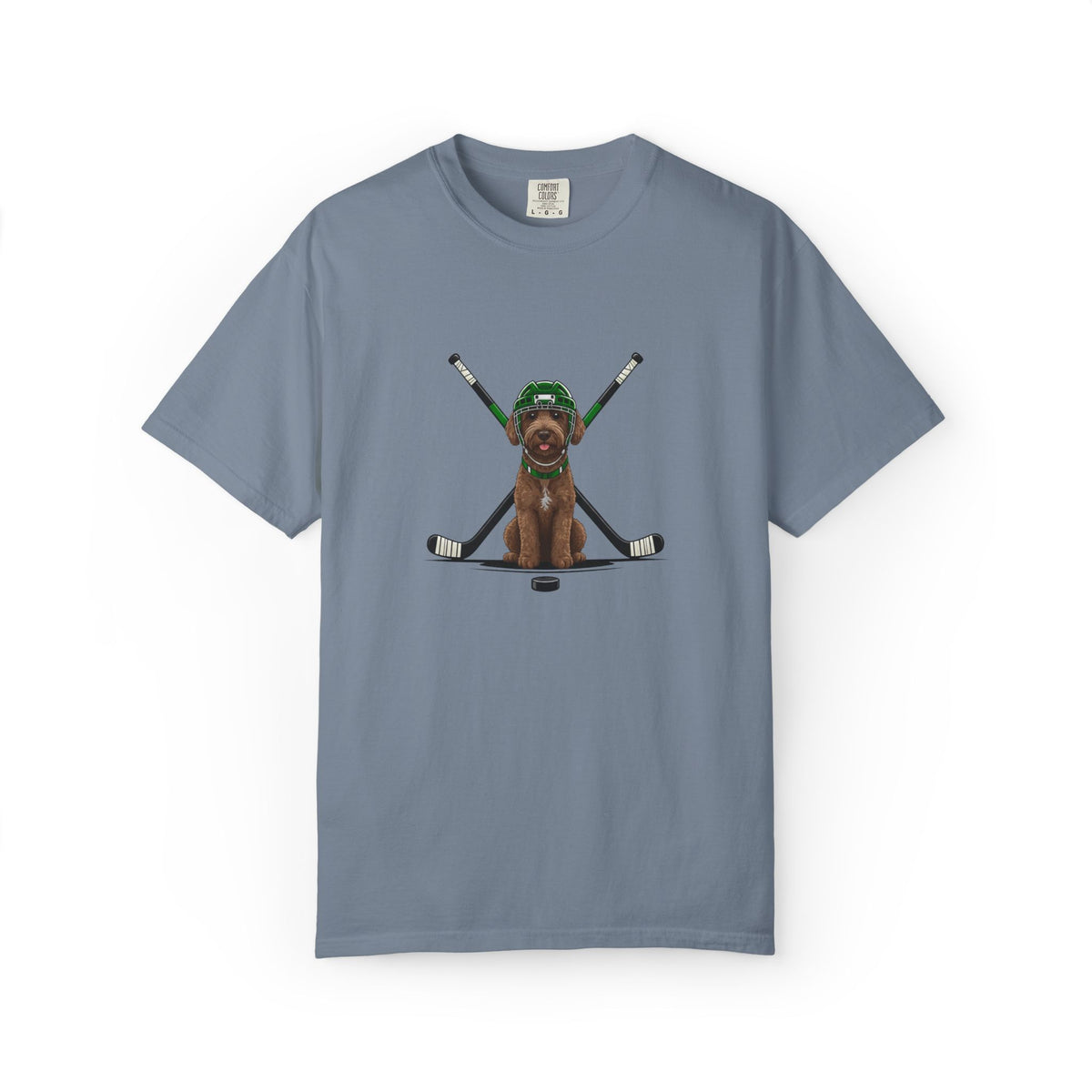Ice Hounds Australian Labradoodle (Green Helmet) Hockey Tee