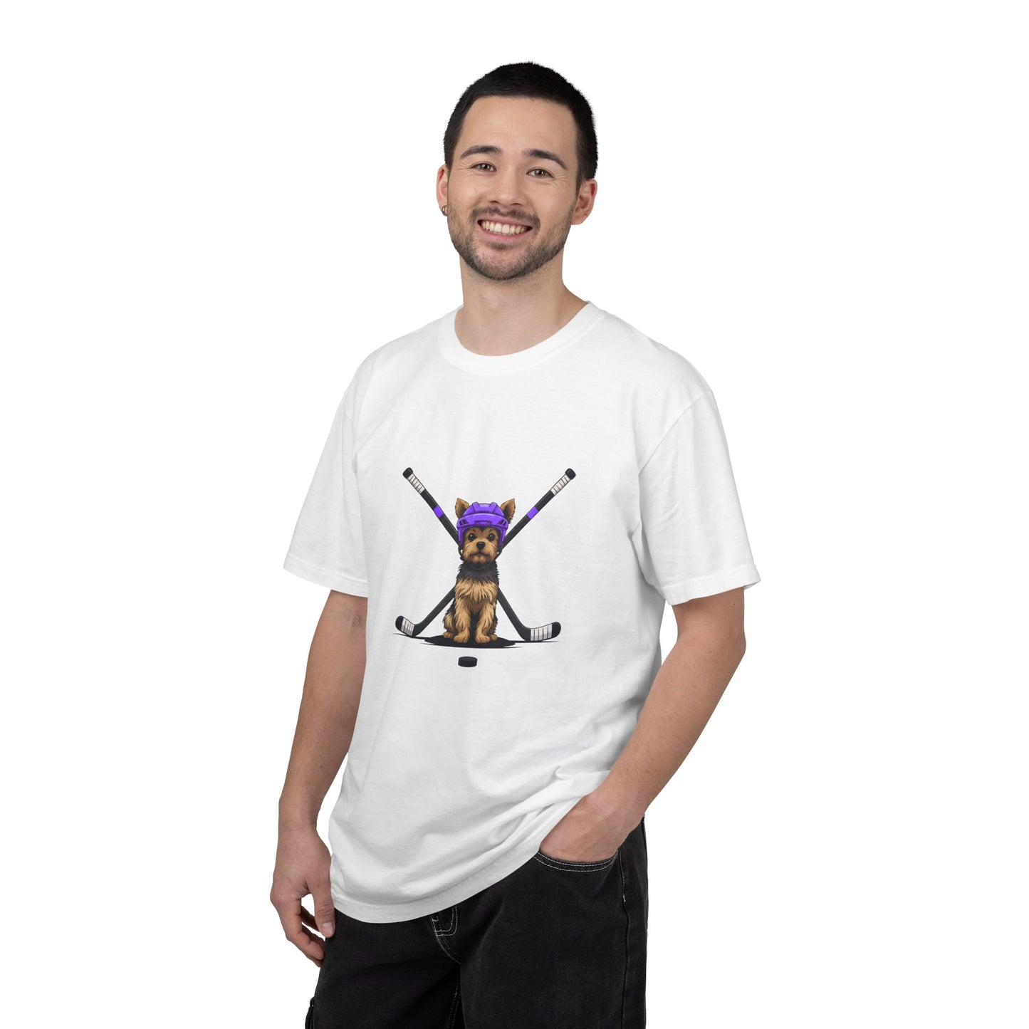 Ice Hounds Yorkshire Terrier (Purple Helmet) Hockey Tee
