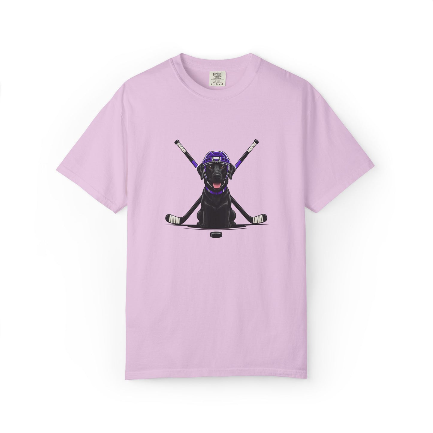 Ice Hounds Black Labrador (Purple Helmet) Hockey Tee