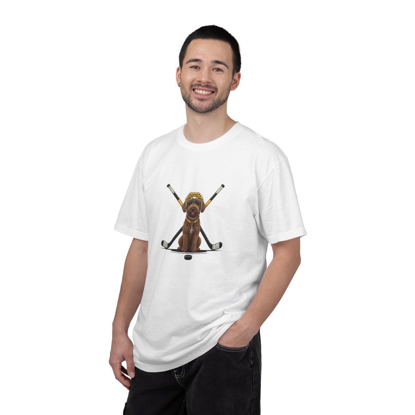 Ice Hounds Australian Labradoodle (Yellow Helmet) Hockey Tee