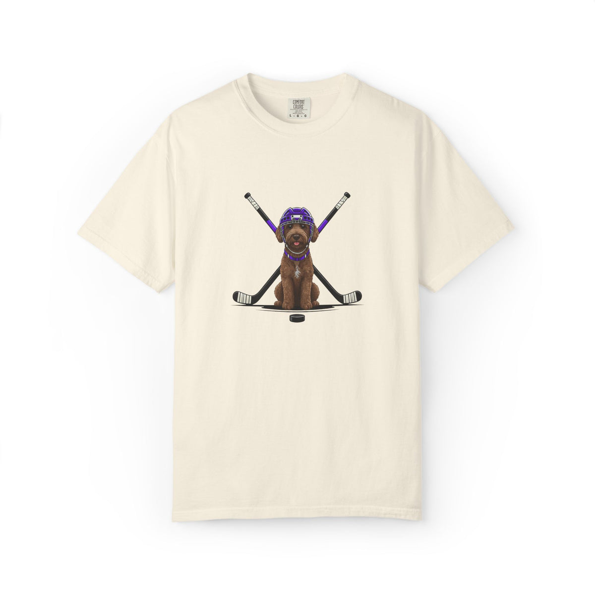 Ice Hounds Australian Labradoodle (Purple Helmet) Hockey Tee