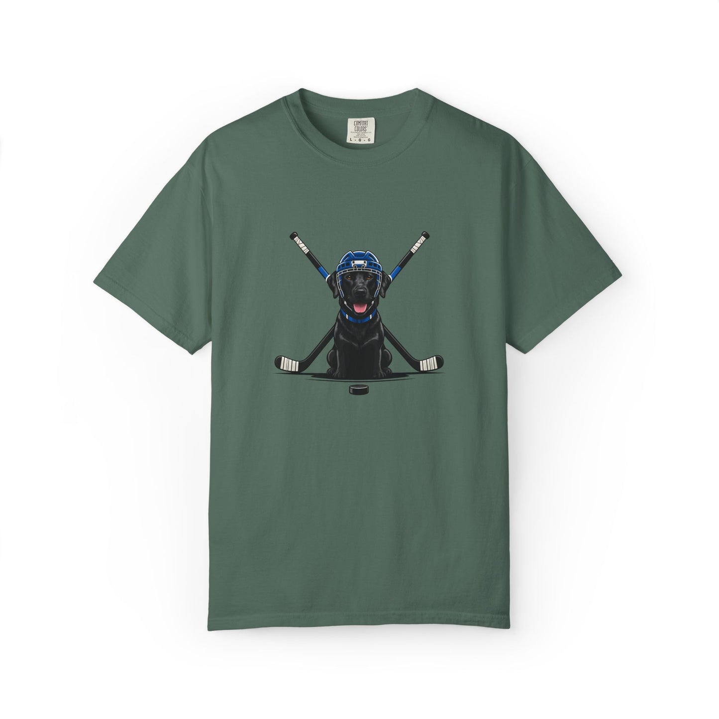 Ice Hounds Black Labrador (Blue Helmet) Hockey Tee