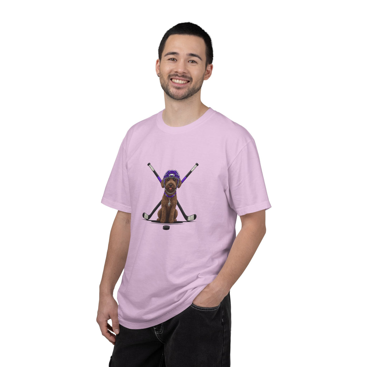 Ice Hounds Australian Labradoodle (Purple Helmet) Hockey Tee