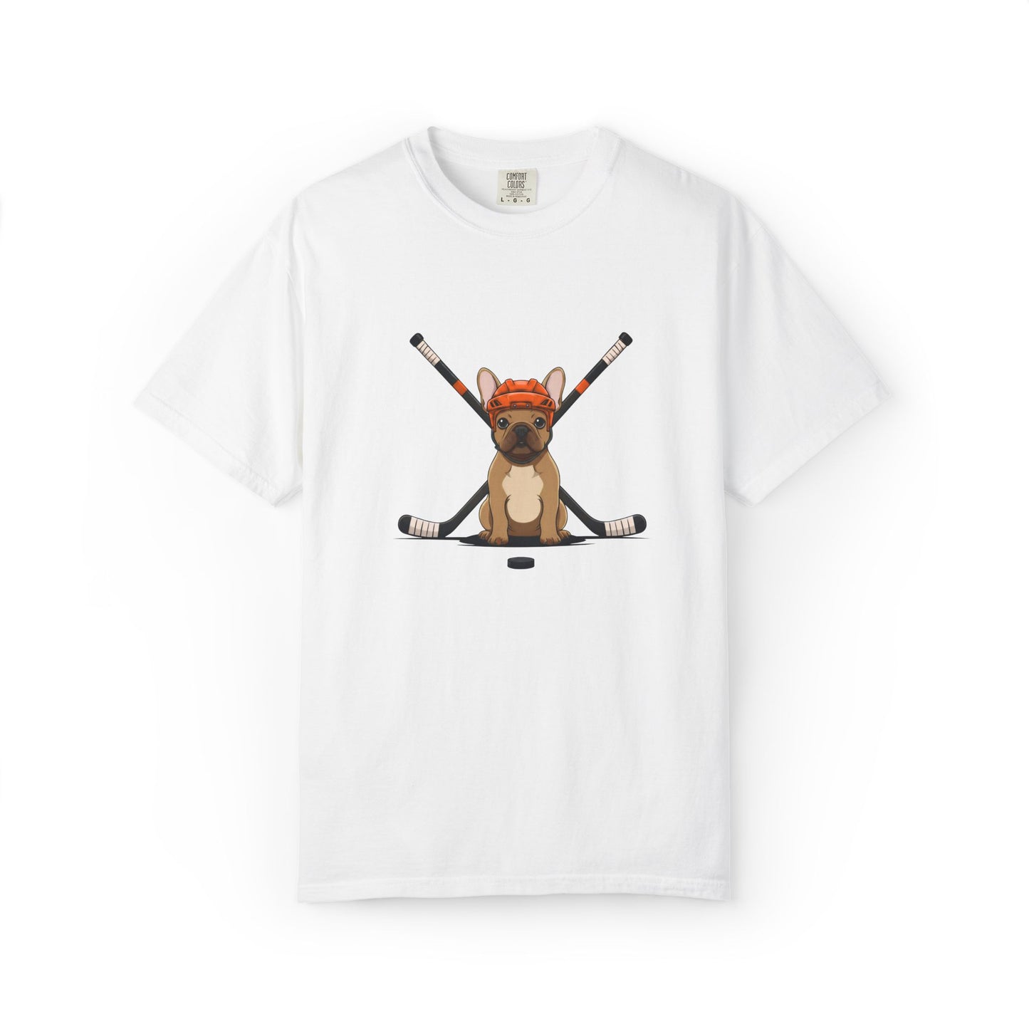 Ice Hounds French Bulldog (Orange Helmet) Hockey Tee