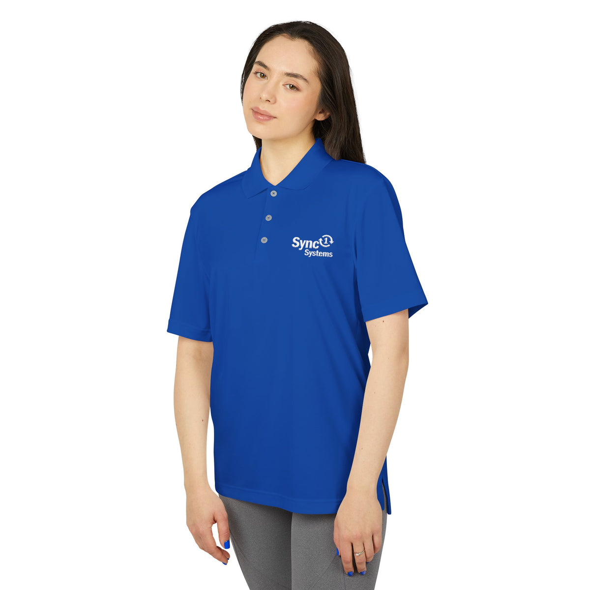 Blue Performance Polo - Sync 1 Systems Logo Shirt