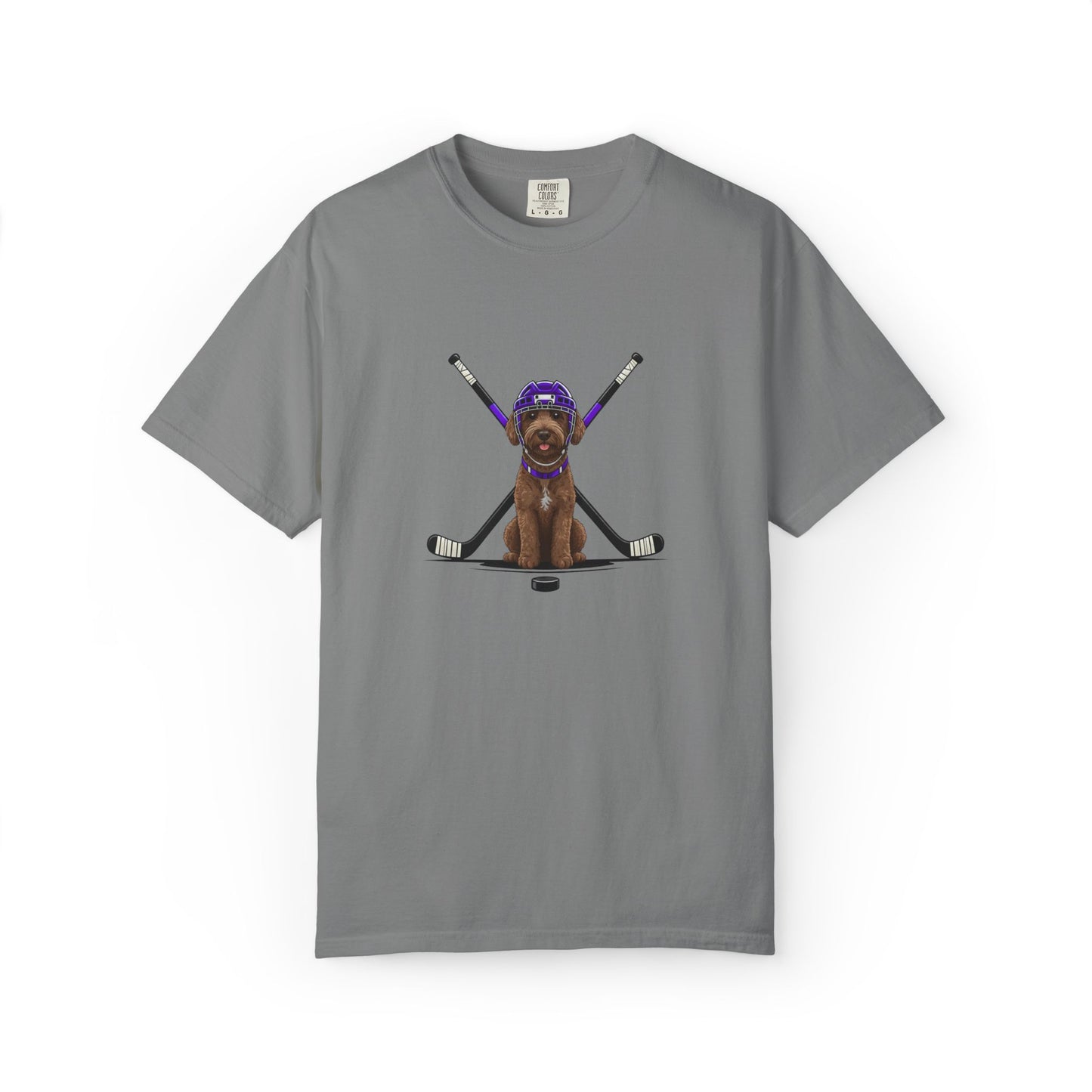 Ice Hounds Australian Labradoodle (Purple Helmet) Hockey Tee