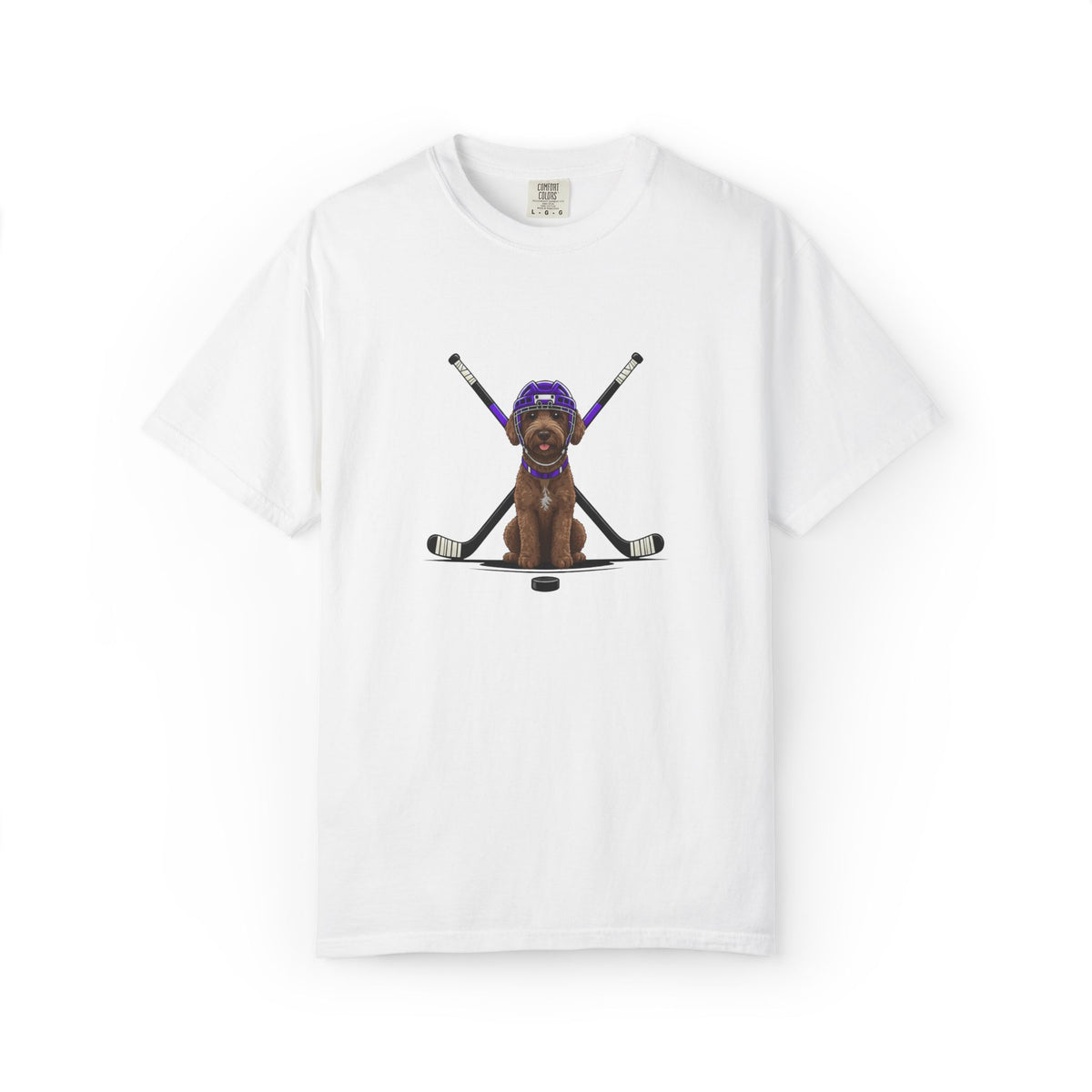 Ice Hounds Australian Labradoodle (Purple Helmet) Hockey Tee