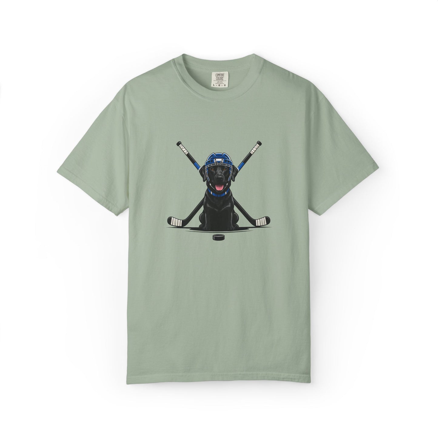 Ice Hounds Black Labrador (Blue Helmet) Hockey Tee