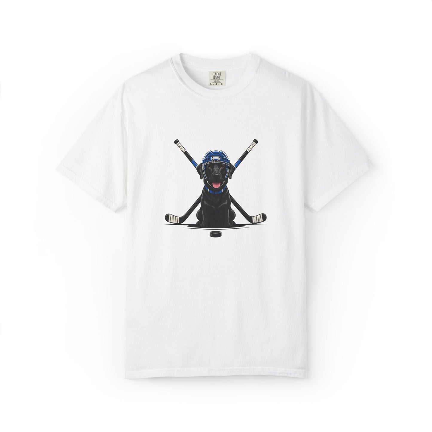 Ice Hounds Black Labrador (Blue Helmet) Hockey Tee