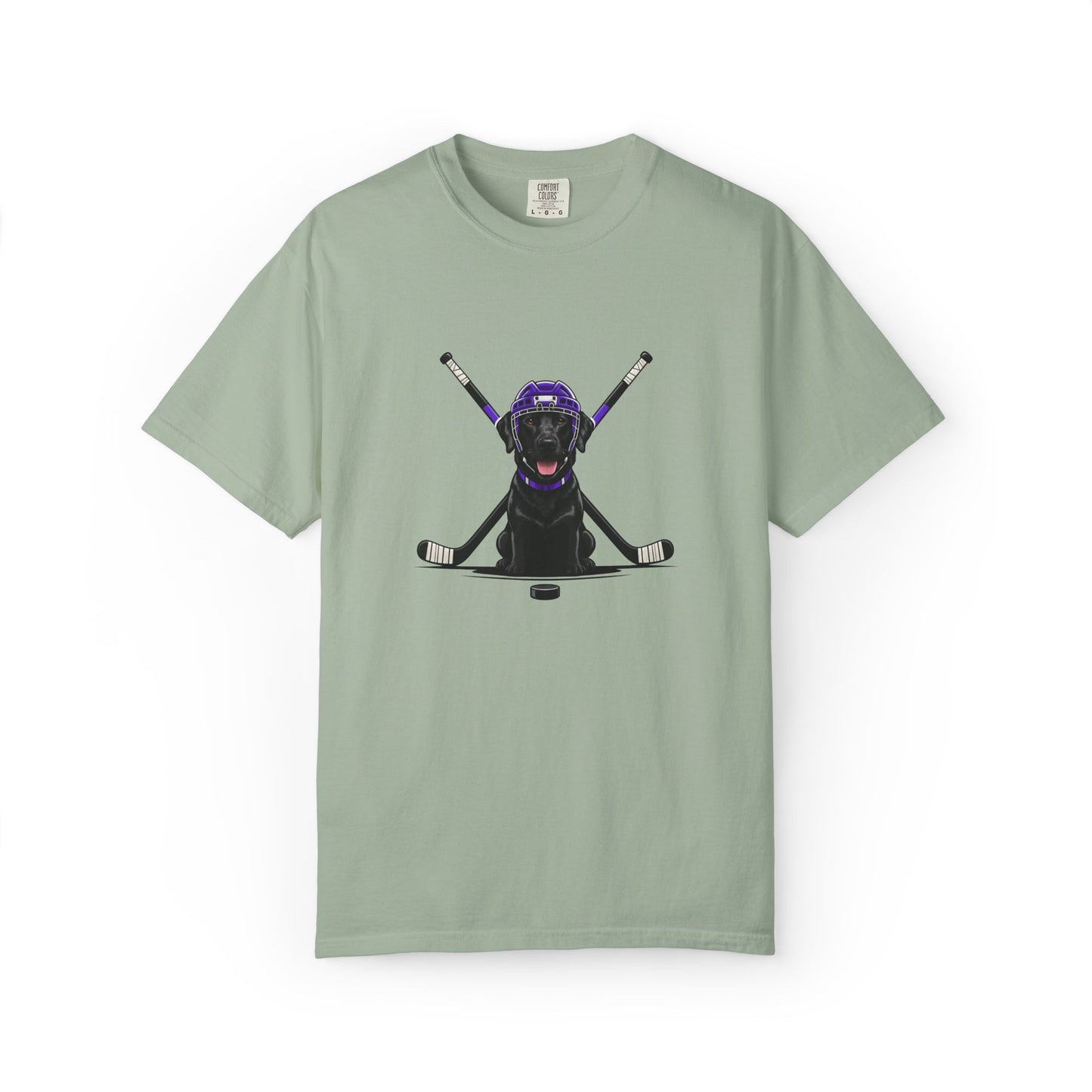 Ice Hounds Black Labrador (Purple Helmet) Hockey Tee