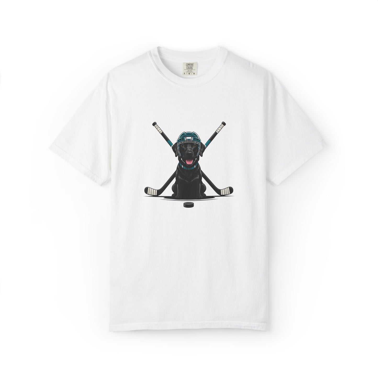 Ice Hounds Black Labrador (Teal Helmet) Hockey Tee