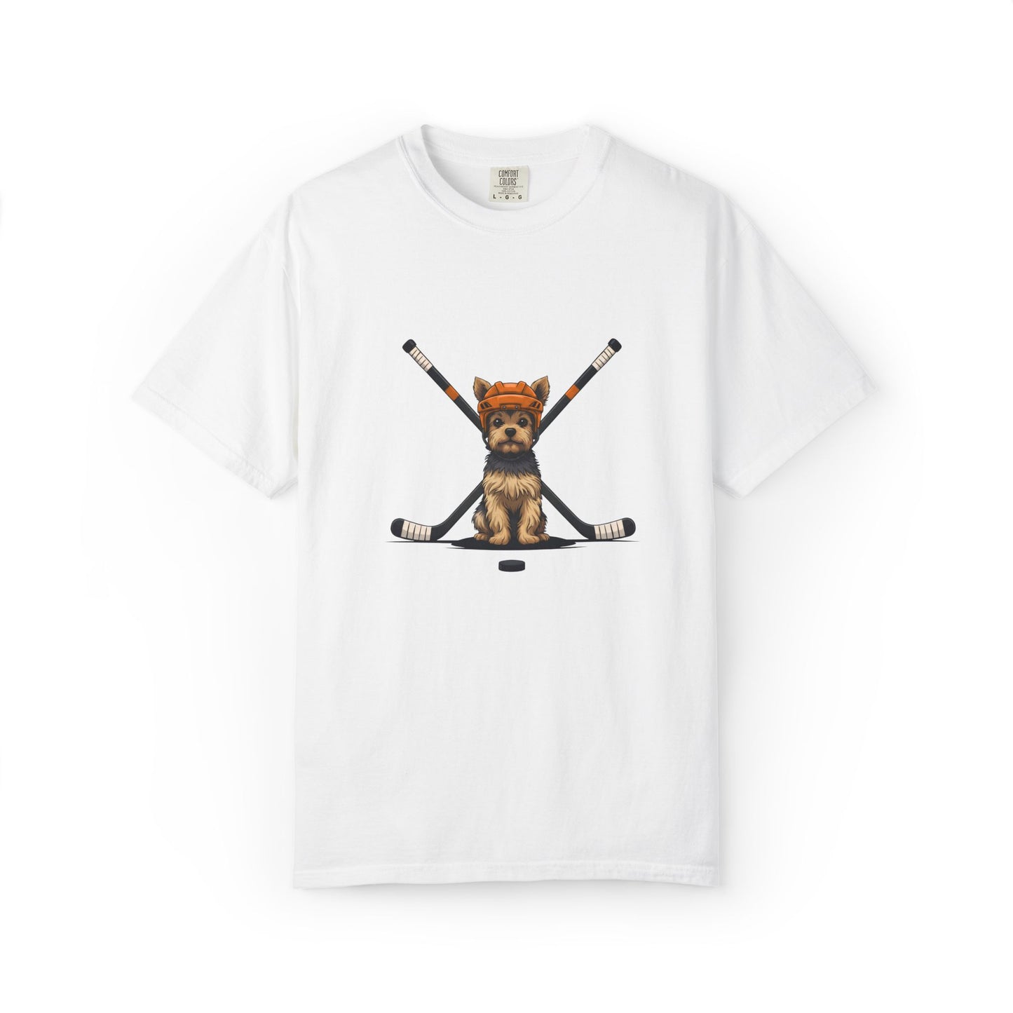 Ice Hounds Yorkshire Terrier (Orange Helmet) Hockey Tee