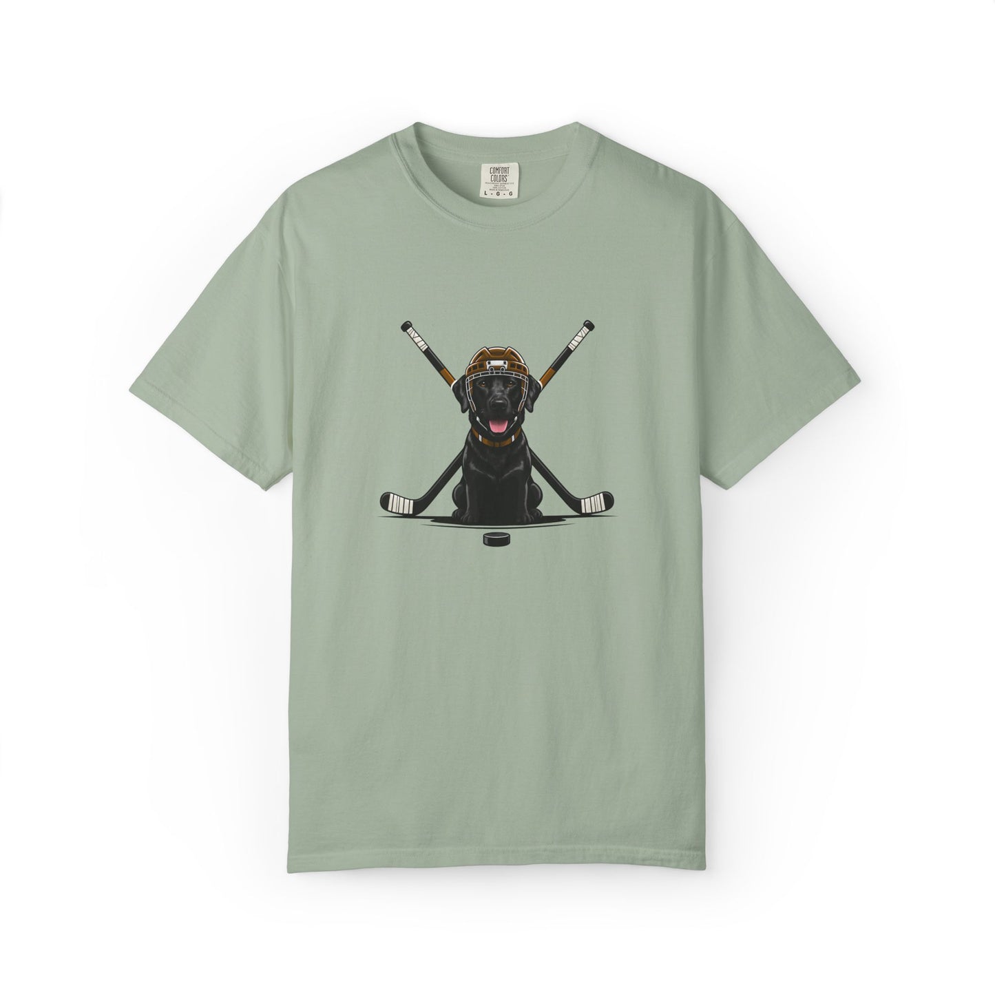 Ice Hounds Black Labrador (Orange Helmet) Hockey Tee
