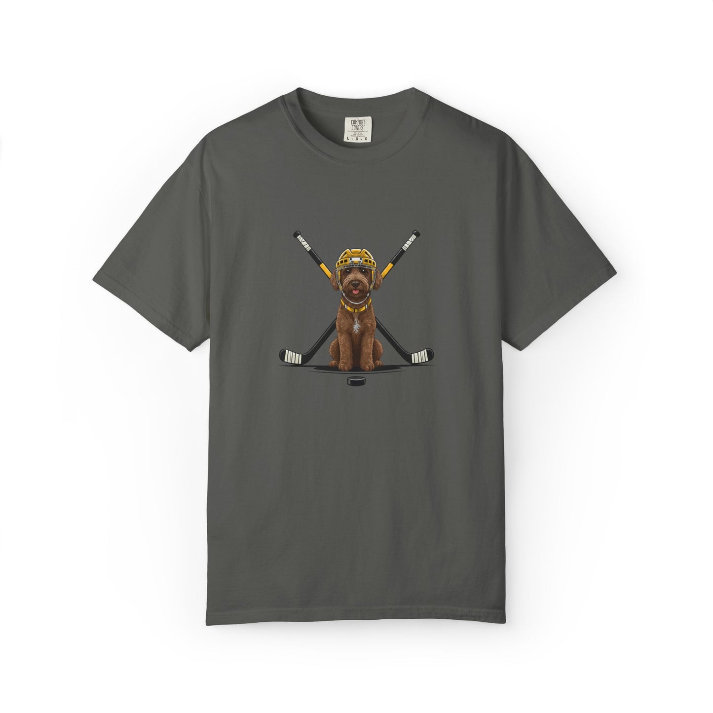 Ice Hounds Australian Labradoodle (Yellow Helmet) Hockey Tee