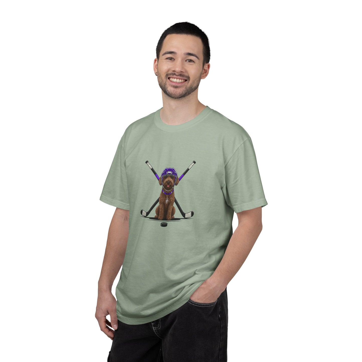 Ice Hounds Australian Labradoodle (Purple Helmet) Hockey Tee