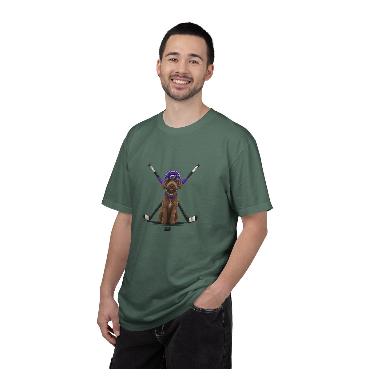 Ice Hounds Australian Labradoodle (Purple Helmet) Hockey Tee