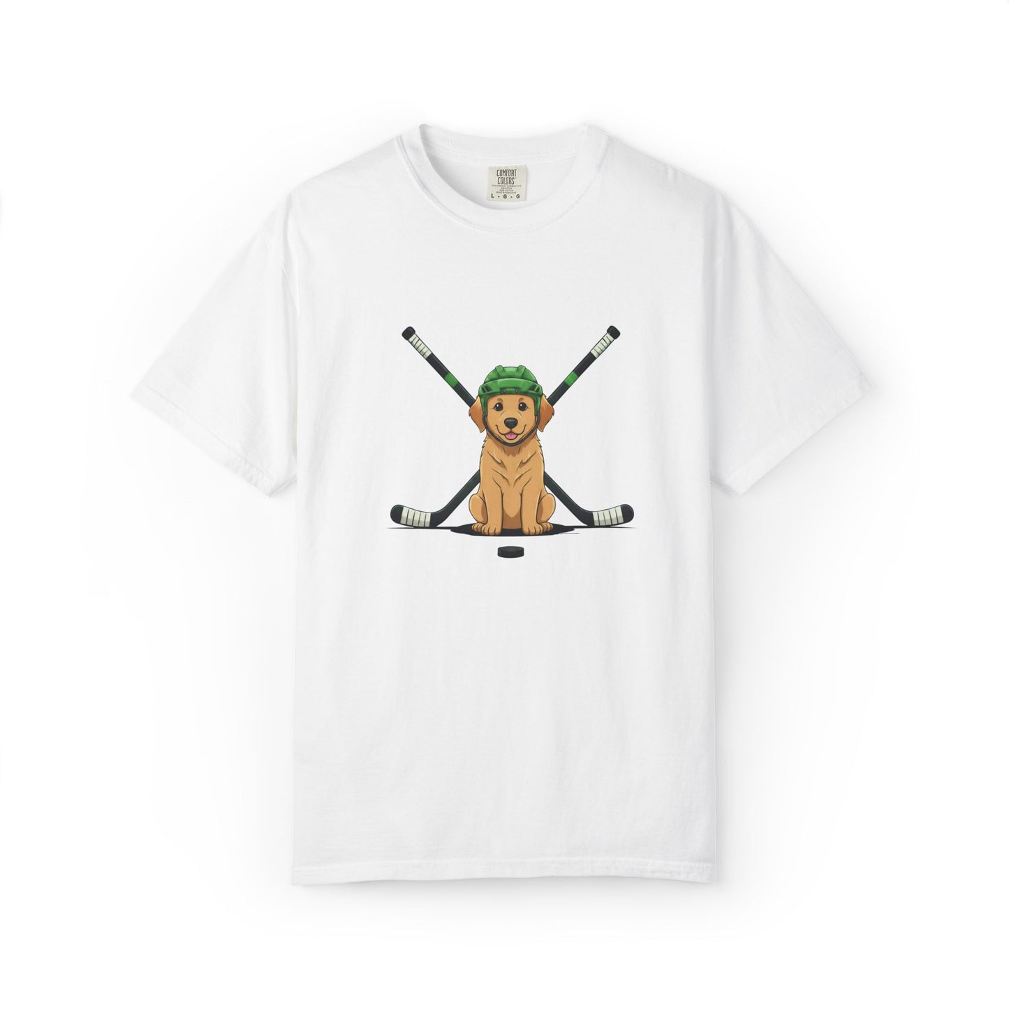 Ice Hounds Golden Retriever (Green Helmet) Hockey Tee