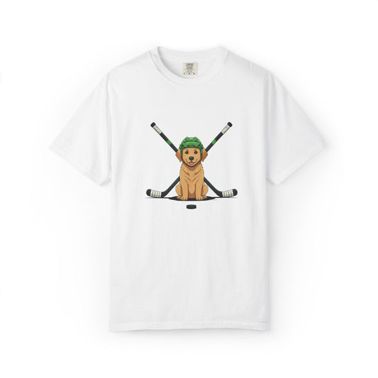 Ice Hounds Golden Retriever (Green Helmet) Hockey Tee