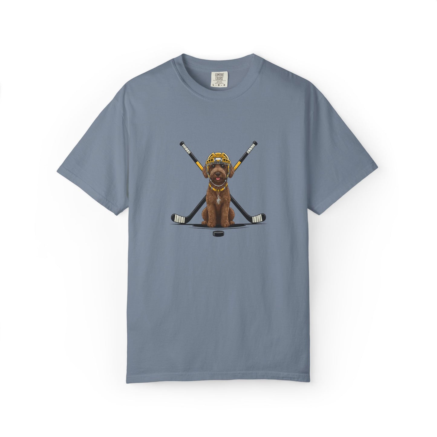 Ice Hounds Australian Labradoodle (Yellow Helmet) Hockey Tee