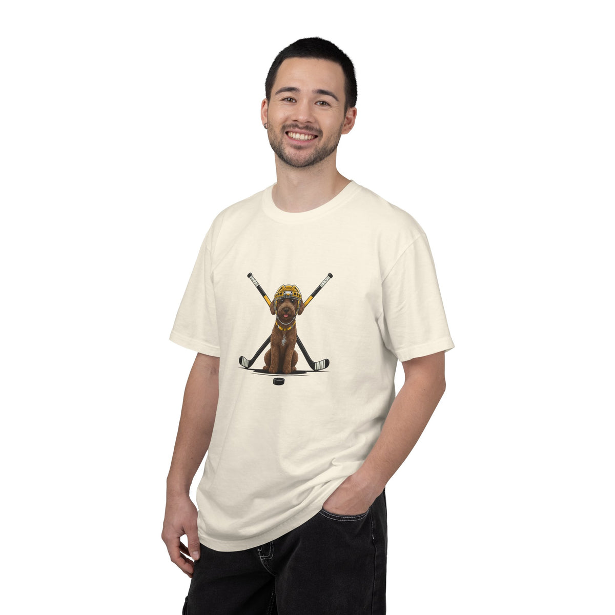 Ice Hounds Australian Labradoodle (Yellow Helmet) Hockey Tee