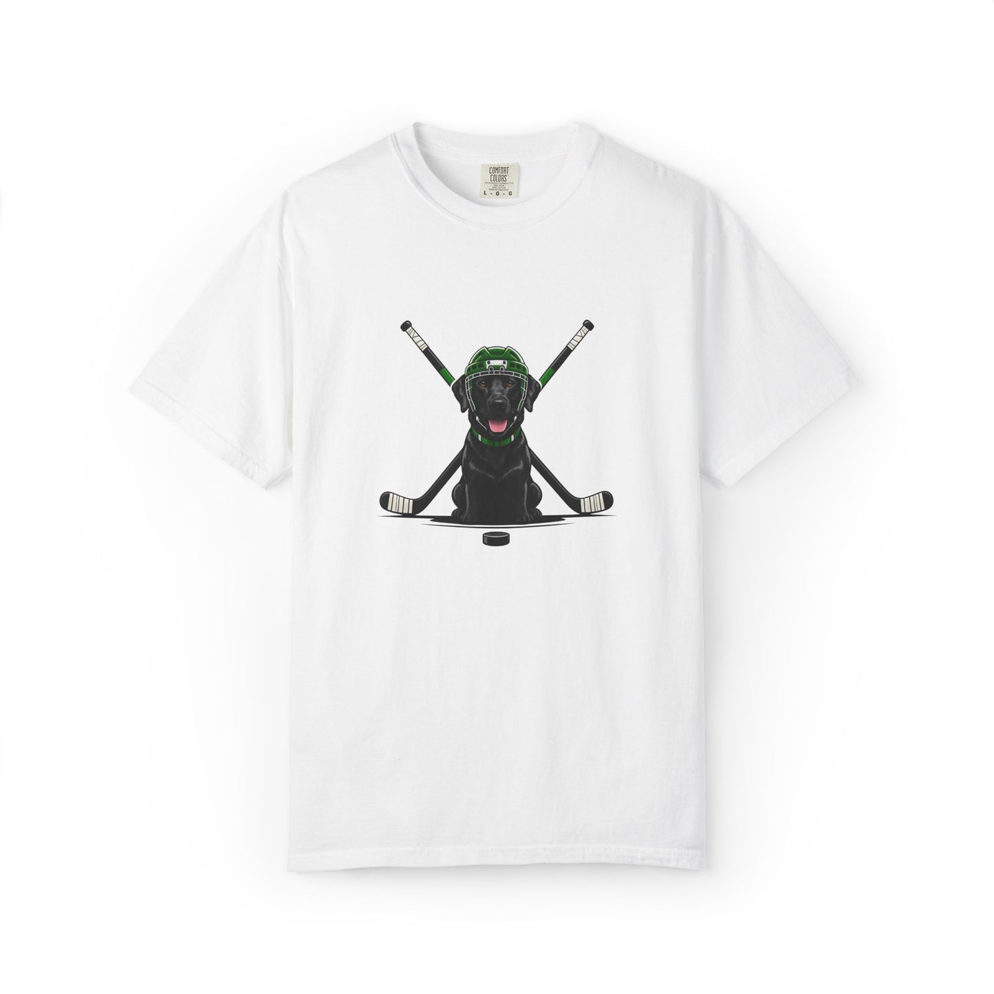 Ice Hounds Black Labrador (Green Helmet) Hockey Tee