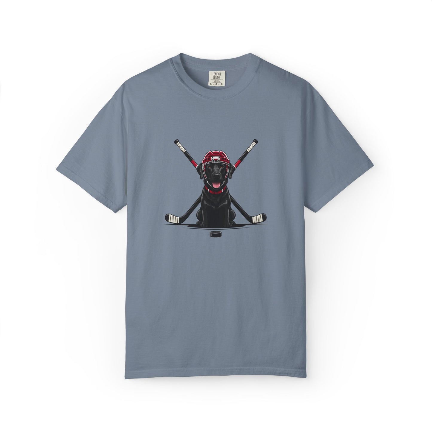 Ice Hounds Black Labrador (Red Helmet) Hockey Tee