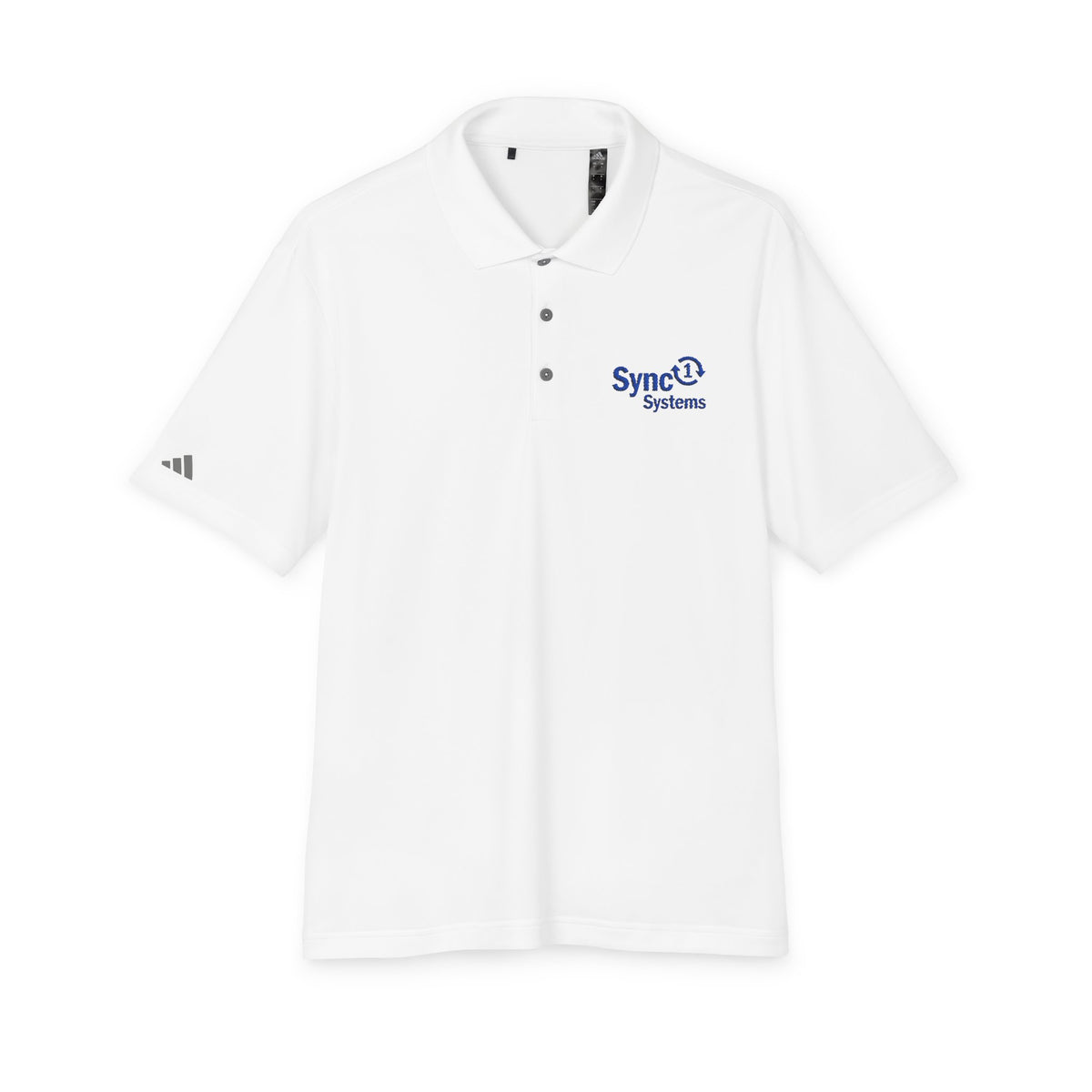 White Performance Polo - Sync 1 Systems Logo Shirt