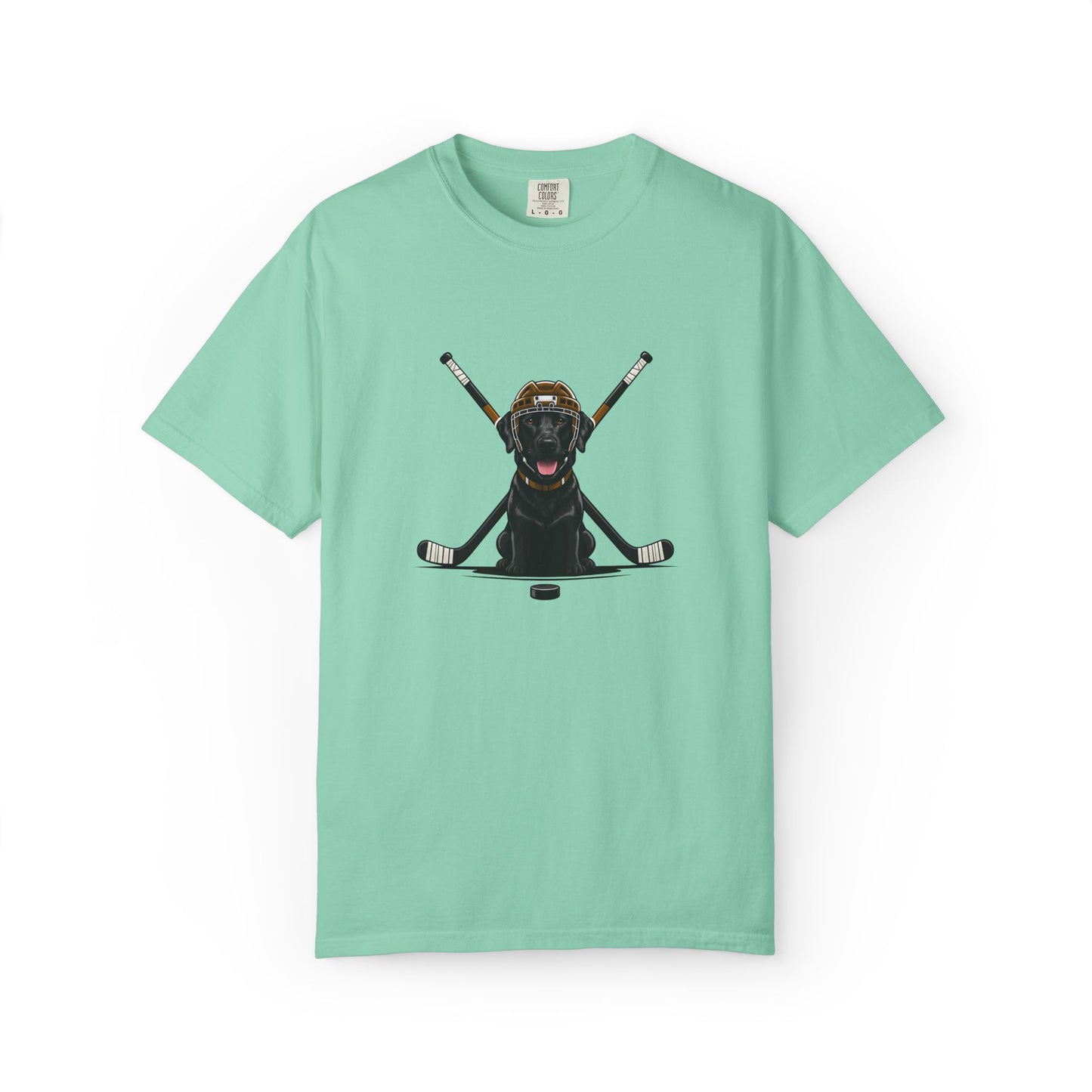 Ice Hounds Black Labrador (Orange Helmet) Hockey Tee