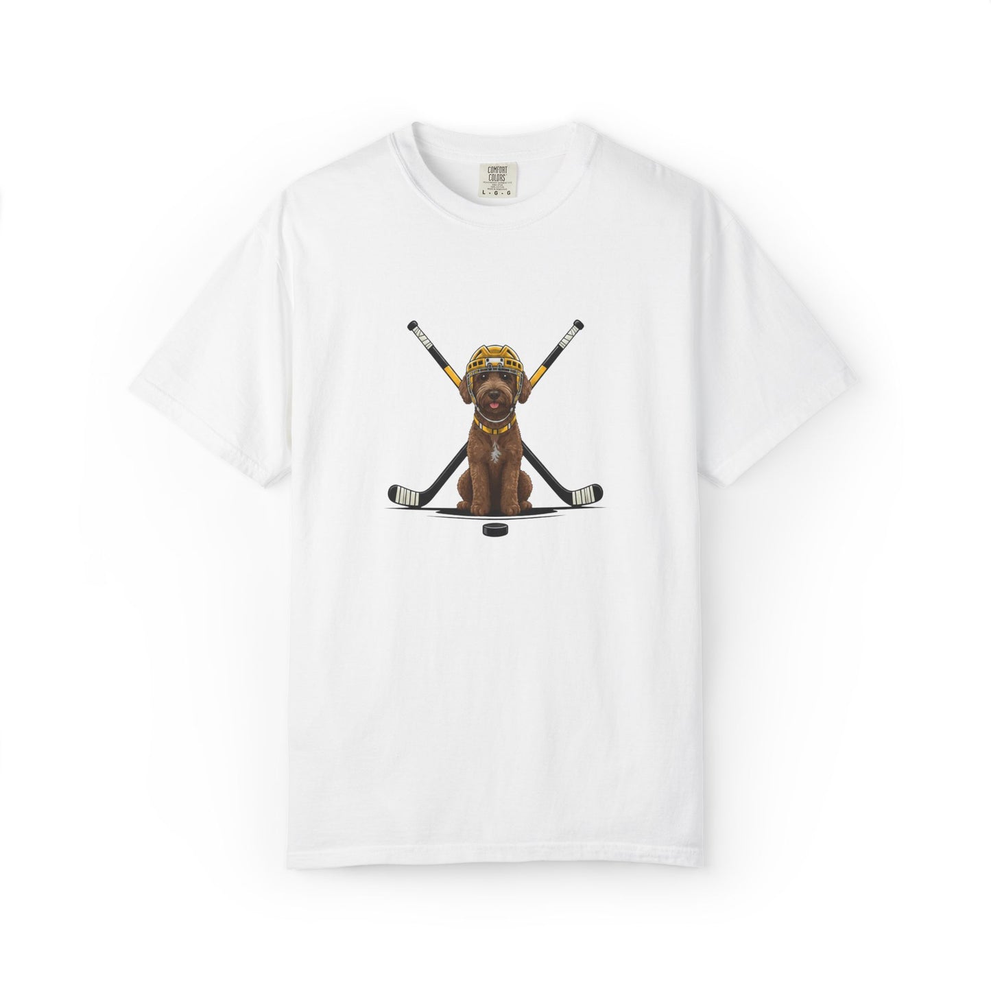 Ice Hounds Australian Labradoodle (Yellow Helmet) Hockey Tee