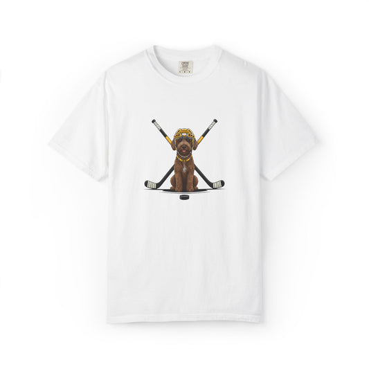 Ice Hounds Australian Labradoodle (Yellow Helmet) Hockey Tee