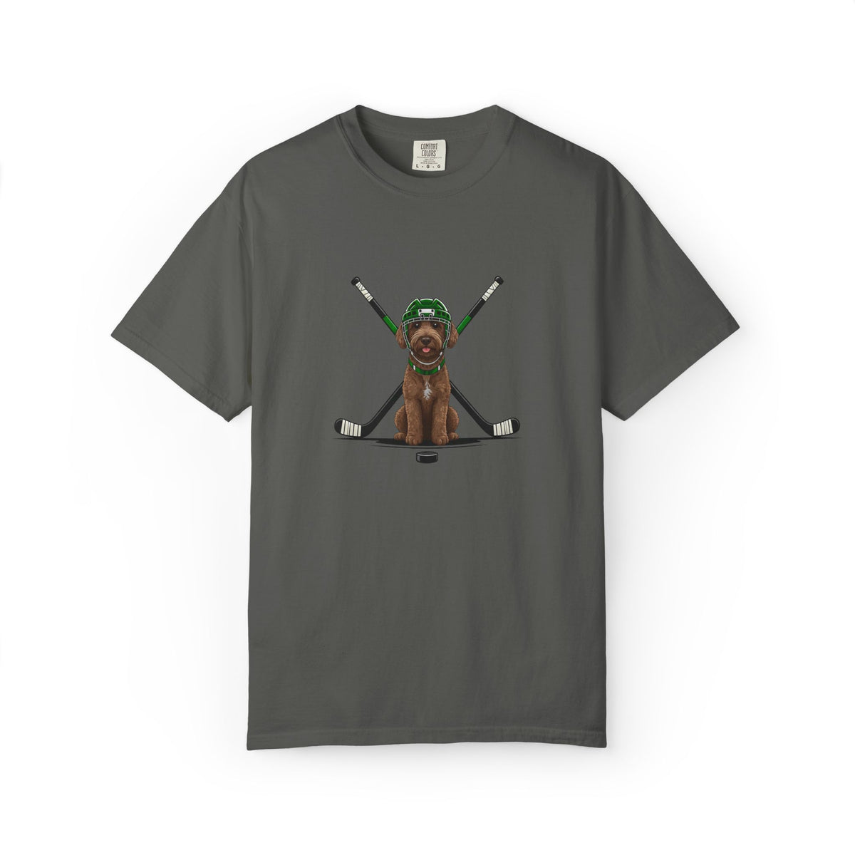 Ice Hounds Australian Labradoodle (Green Helmet) Hockey Tee