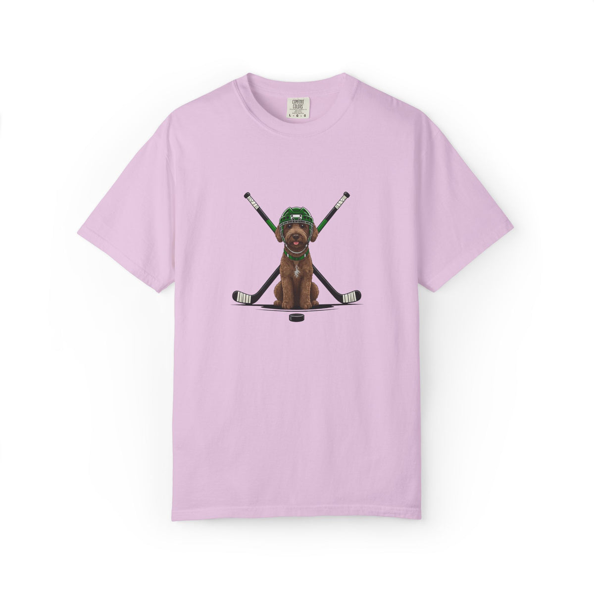 Ice Hounds Australian Labradoodle (Green Helmet) Hockey Tee